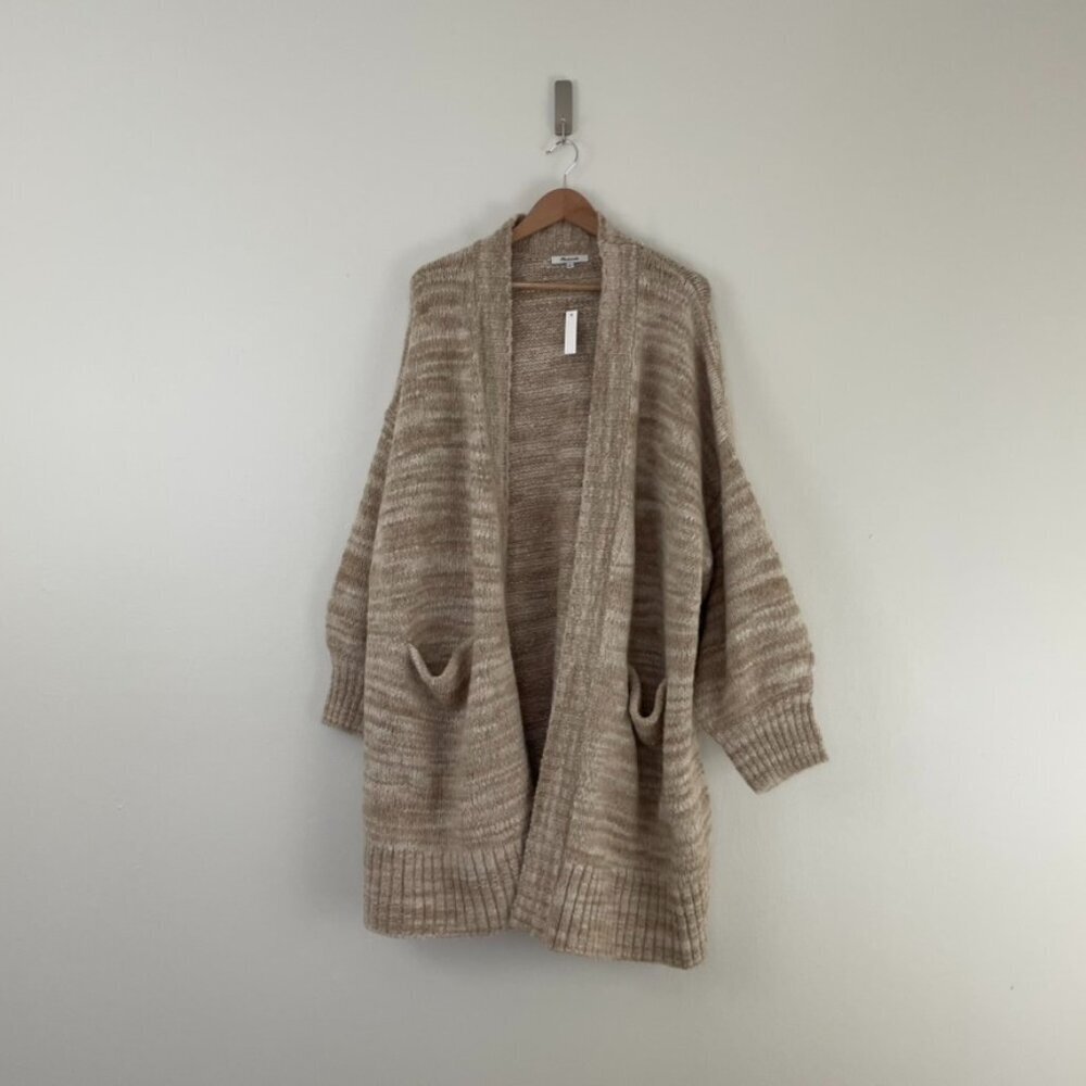 Madewell Plus Space-Dye Long Cardigan Sweater in Oat Tan Size 3X
